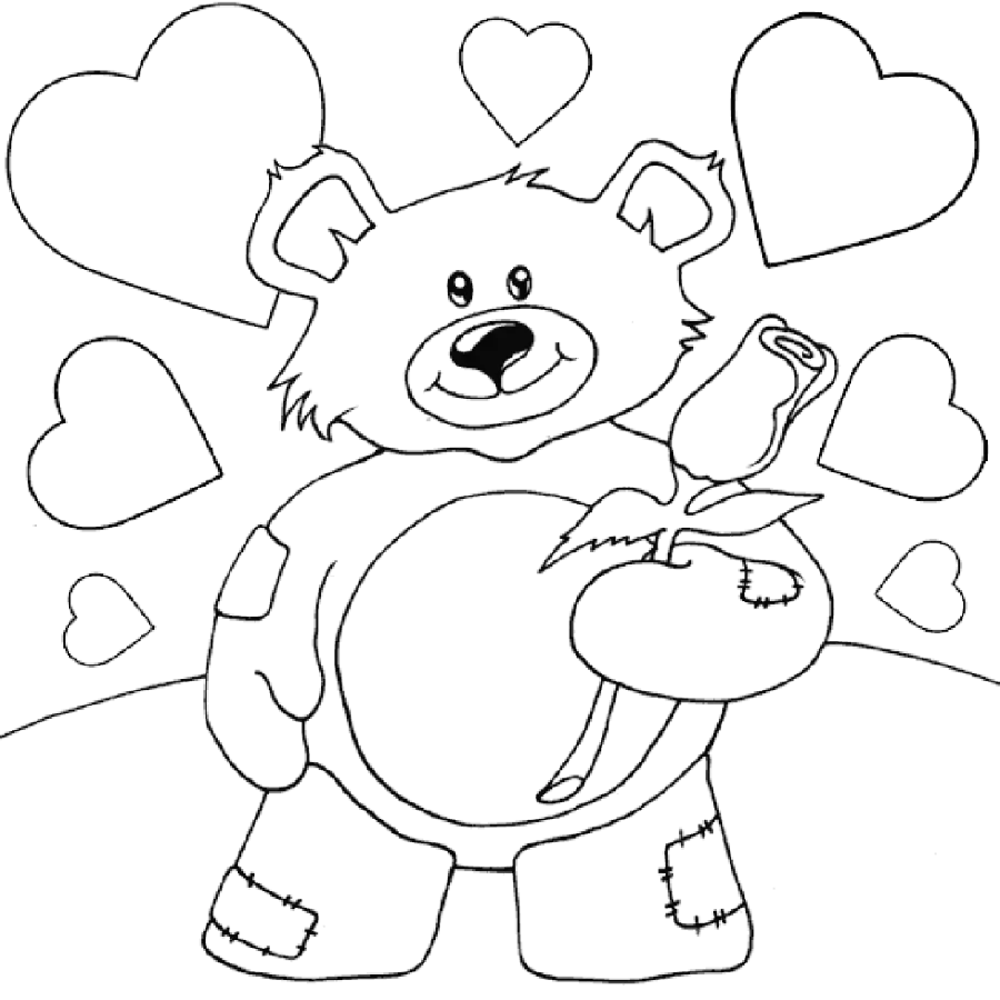 Stock PNG painting of a loving bear for coloring for free