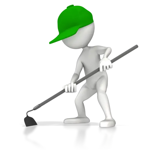 Funny cartoon farmer image with green work hat and PNG format