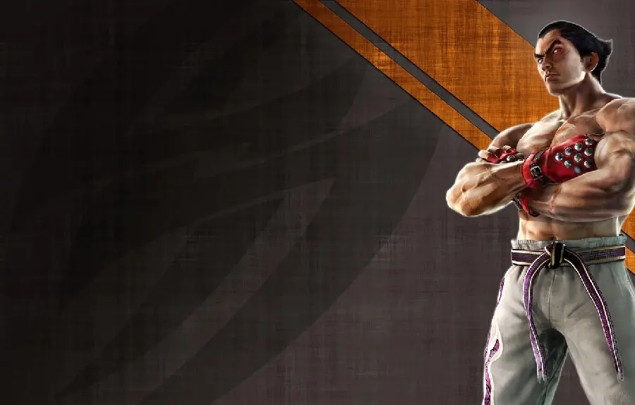 Wallpaper with a gray background of Kazuya Mishima