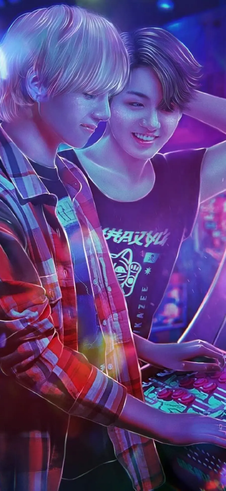A great edited wallpaper of Jungkook and Taehyung from BTS in one frame
