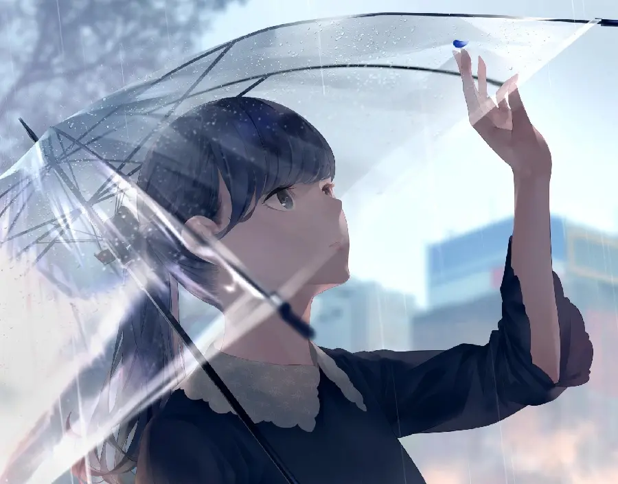Anime profile picture with umbrella in full HD quality
