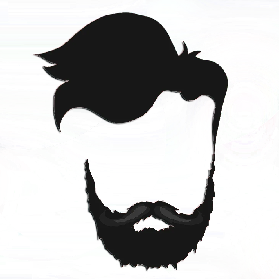 Graphic cropped png image of a male beard and mustache model without a background