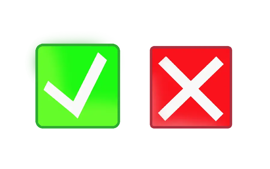 Photo of true and false signs and options in PNG format 