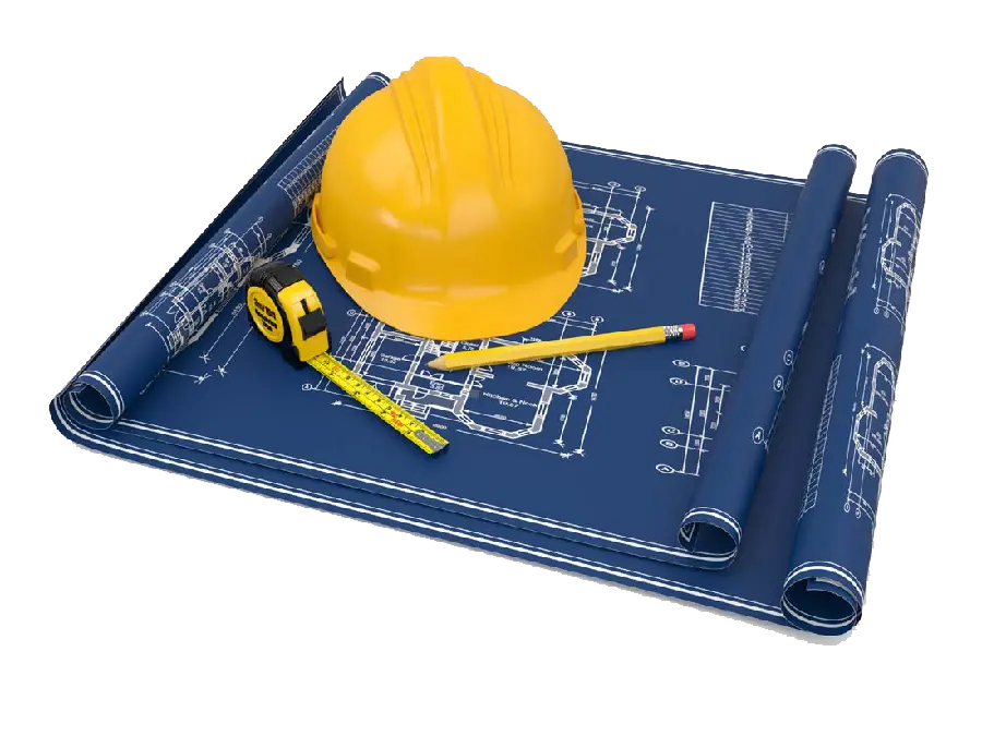 Photo of a building plan or architectural plan