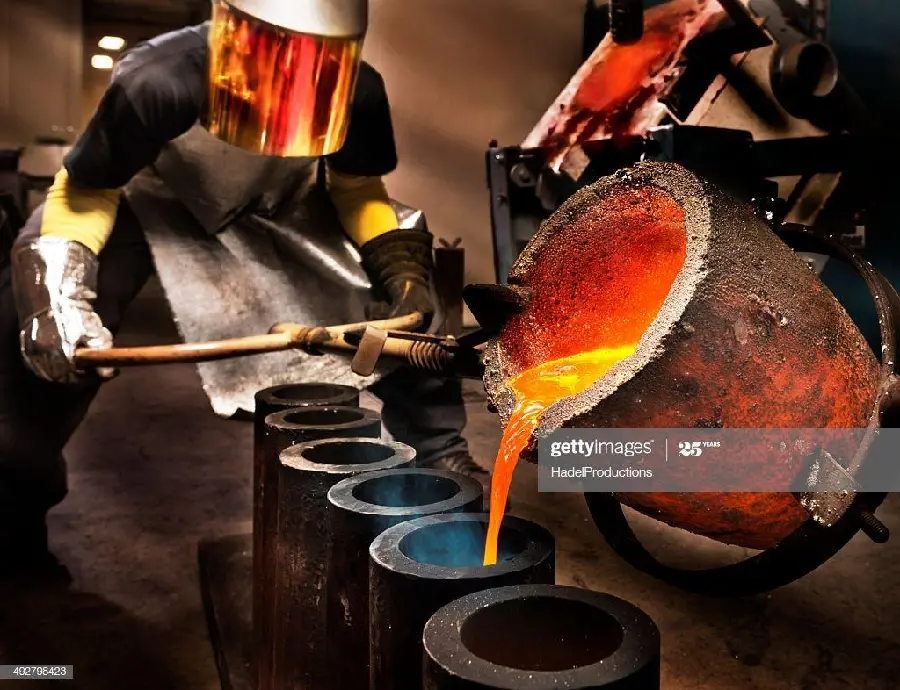 Wallpaper of casting and melting metals with the topic of metallurgy