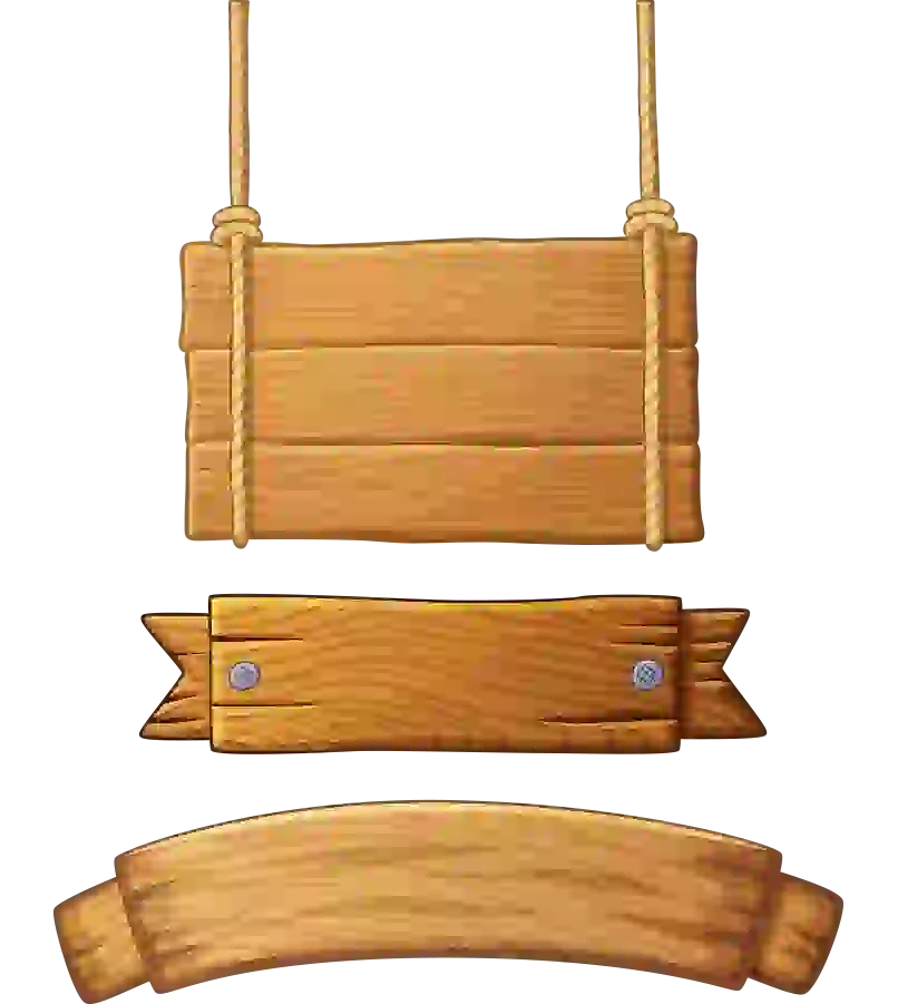 Photo of wooden boards for writing text in PNG format