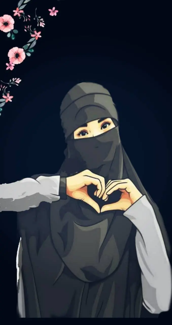 Cartoon wallpaper of a girl with a veil for a girl's profile