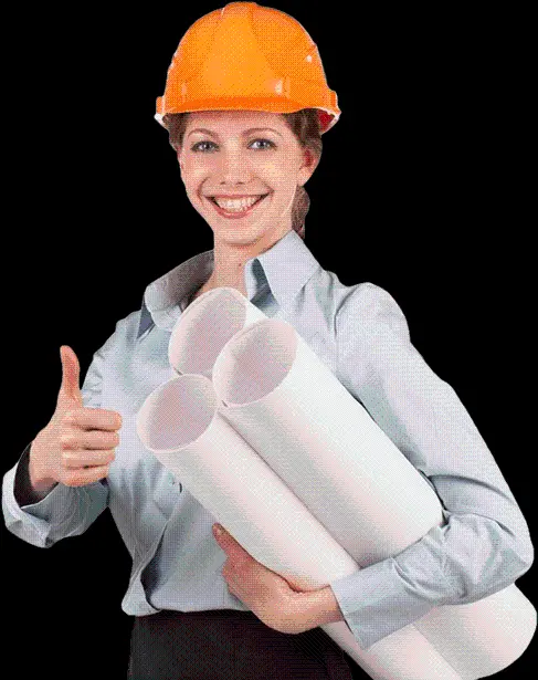 Photo teleported and without background of a female civil engineer in PNG format