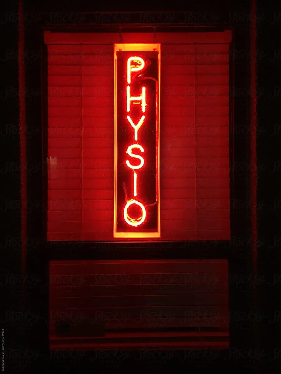 Wallpaper of an electrical panel with a physiotherapy announcement