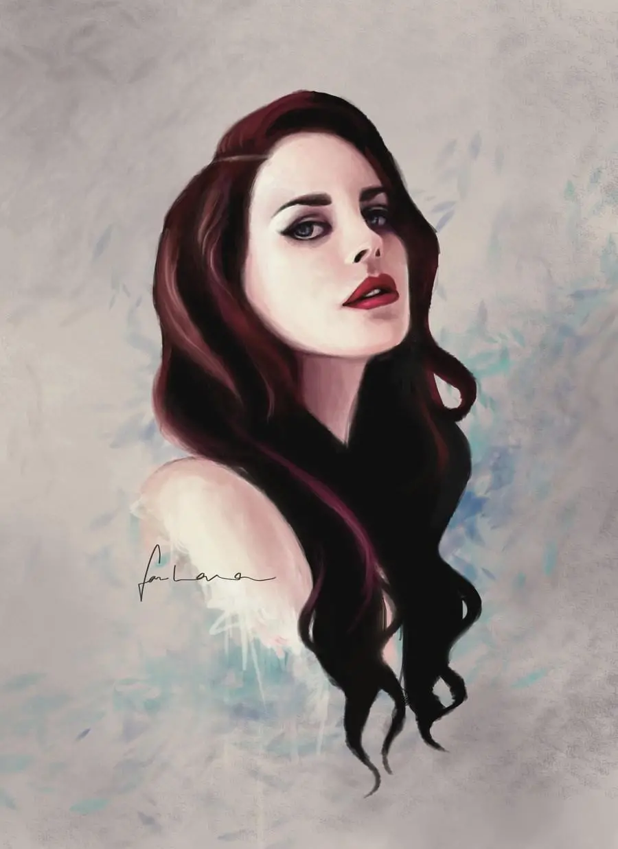 Painting of the famous face of Lana Del Rey