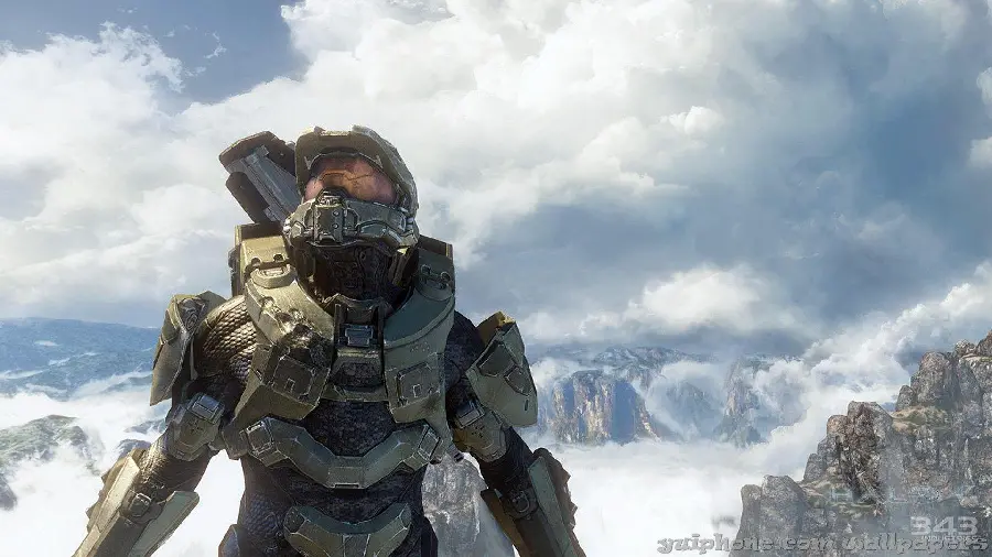 Image of Master Chief with a background of white clouds