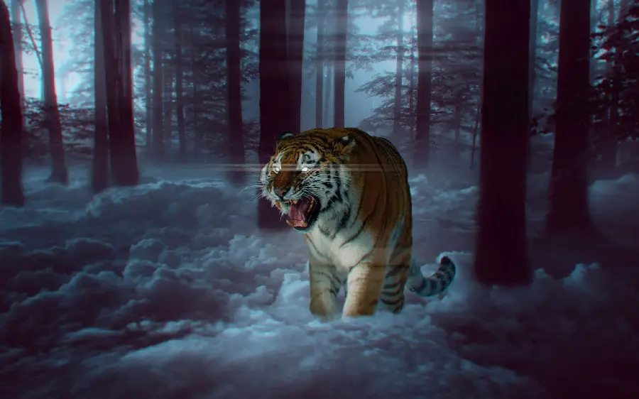 Cool and cool background photo of a tiger surrealism with excellent quality
