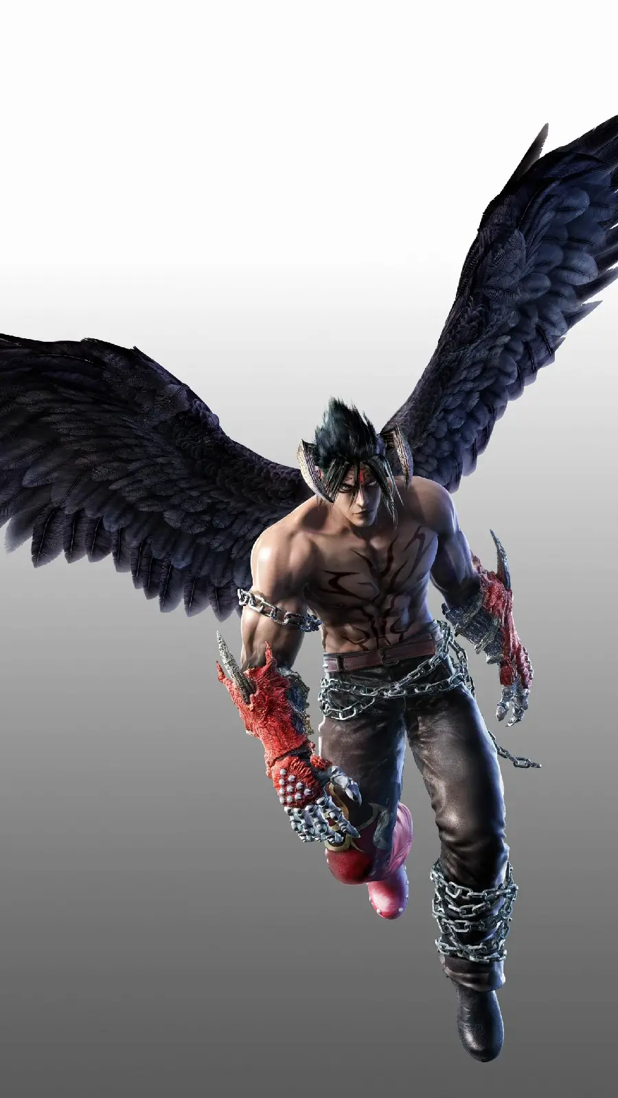 Jin Kazama background with different black and red shoes