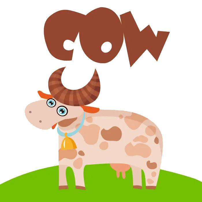 Animated cow photo with cow text in PNG format
