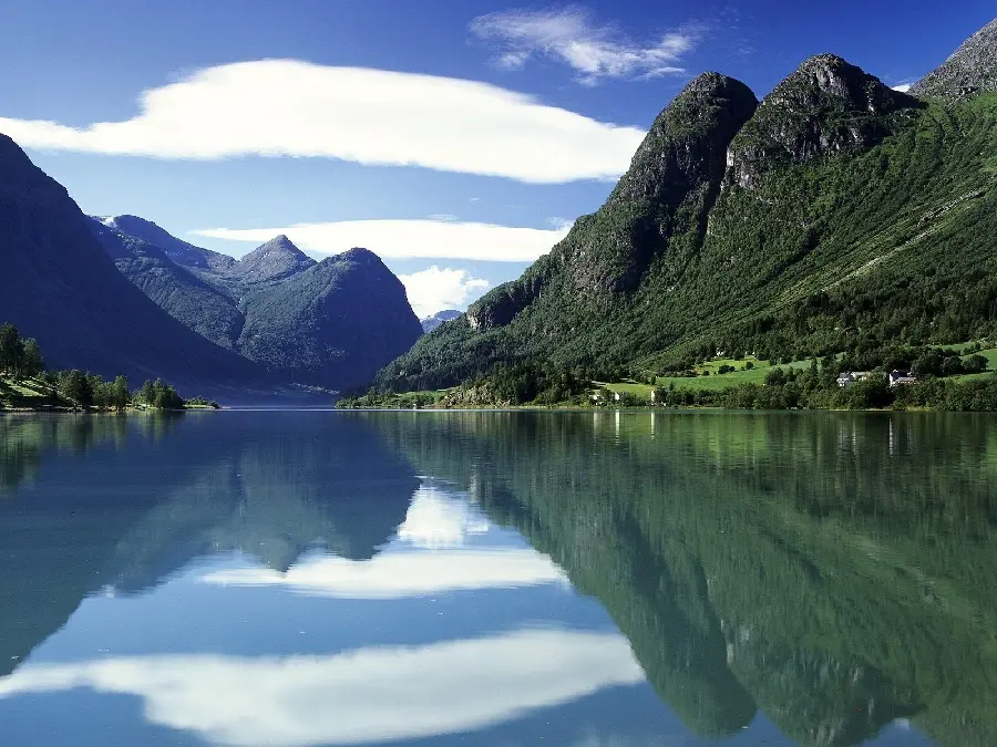Download the incredible and incredible landscape photo of a forested lake with water 
