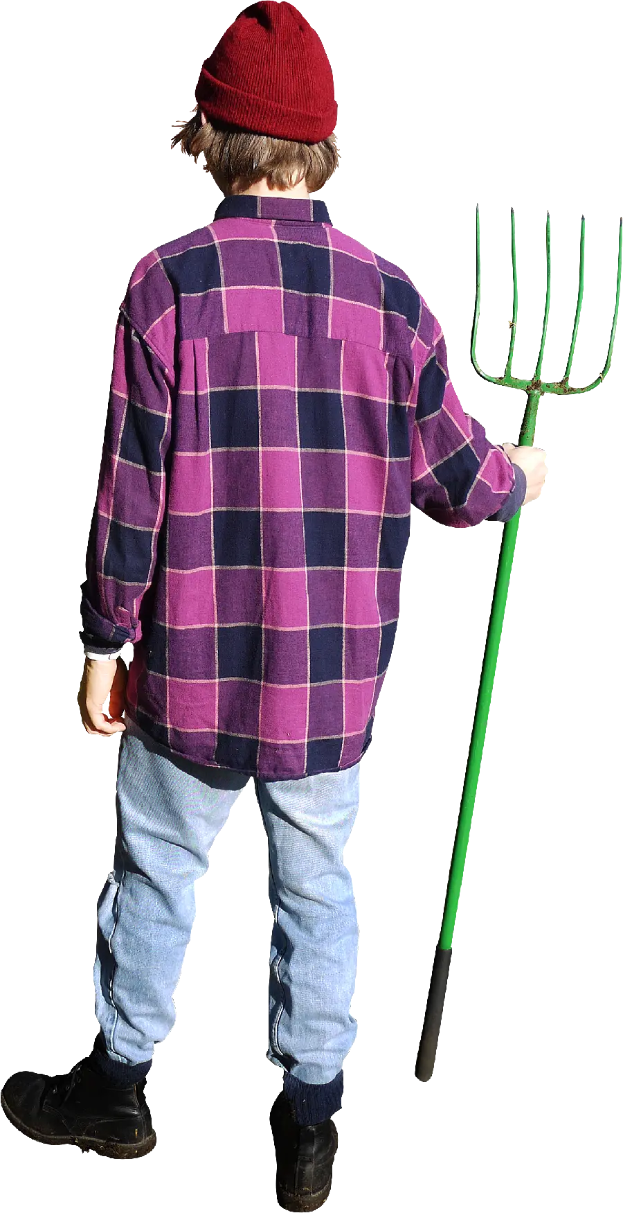 A boy's photo Real farmer, far away and without background 