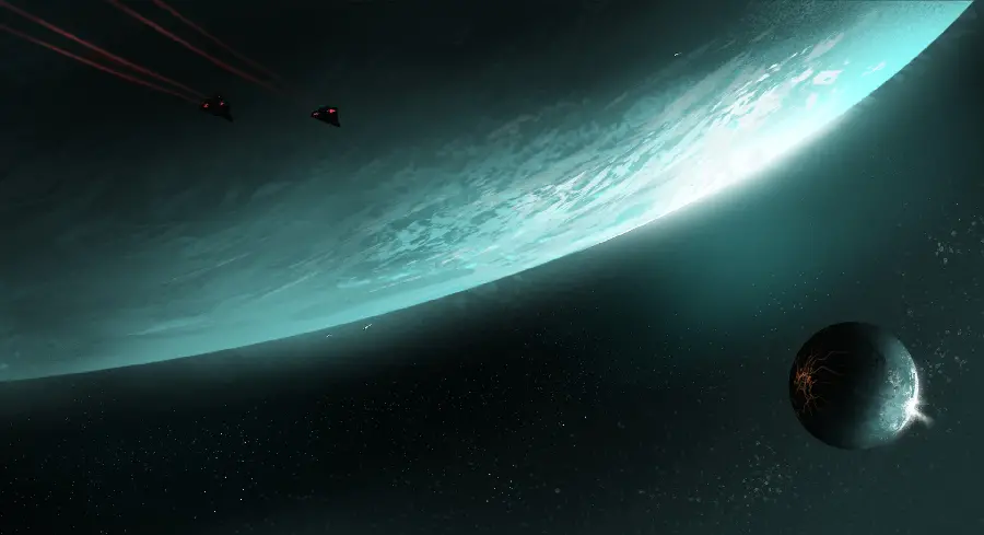 Background photo with a design from space in a dark theme suitable for desktop 2023