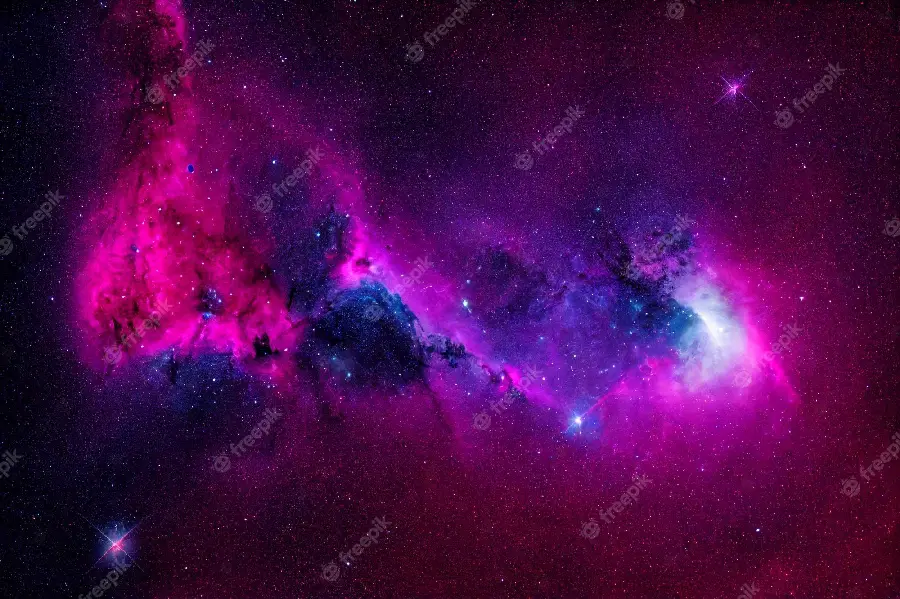 A spectacular photo of space by the James Webb Space Telescope with beautiful purple lights