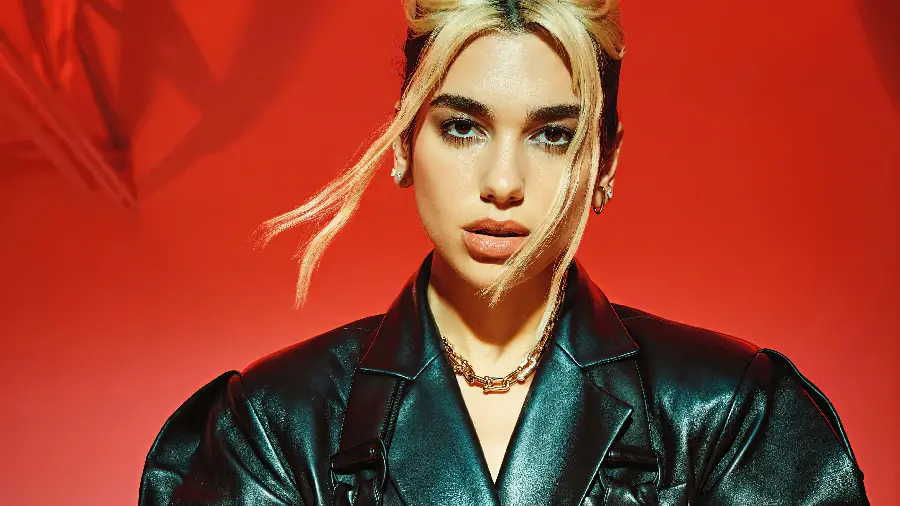 Photo of Dua Lipa with a red background for her fans