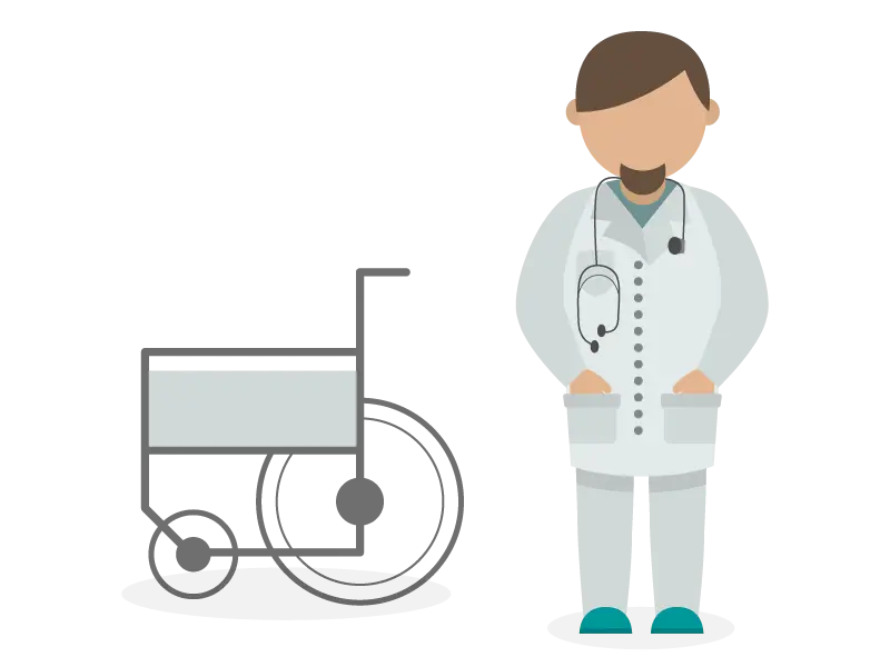 Simple and PNG image of a nurse with a wheelchair png 