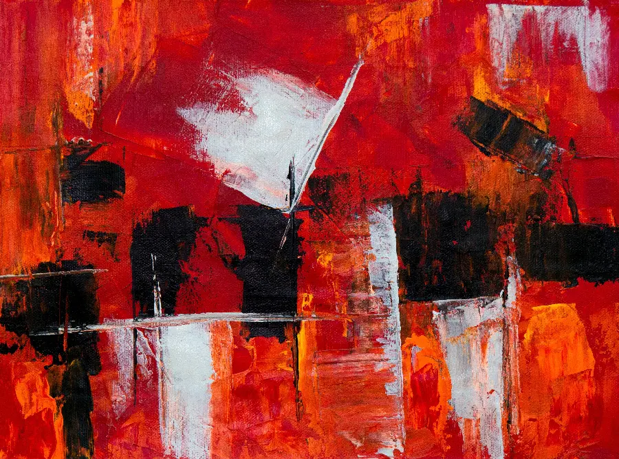 Contemporary art painting wallpaper in the theme Red