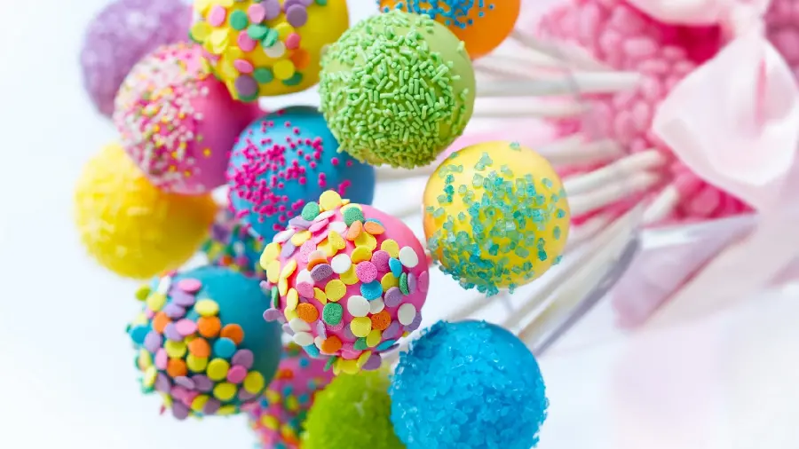 Special background photo of colored candies for banner printing in candy stores