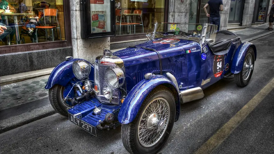 Download stylish and special old blue car wallpaper photo with excellent quality