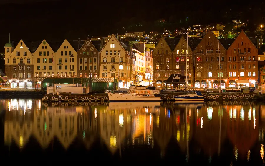 Selected computer wallpaper 2023 of the night sky of a city by the water