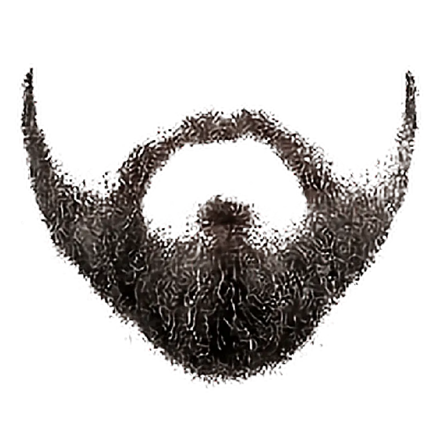 Real black beard and mustache photo in PNG format 
