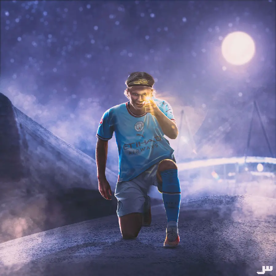 Erling Haaland's graphic and animated background with a dreamy and wreath background