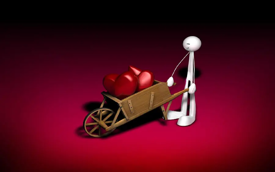 Background of Googly robot carrying red hearts