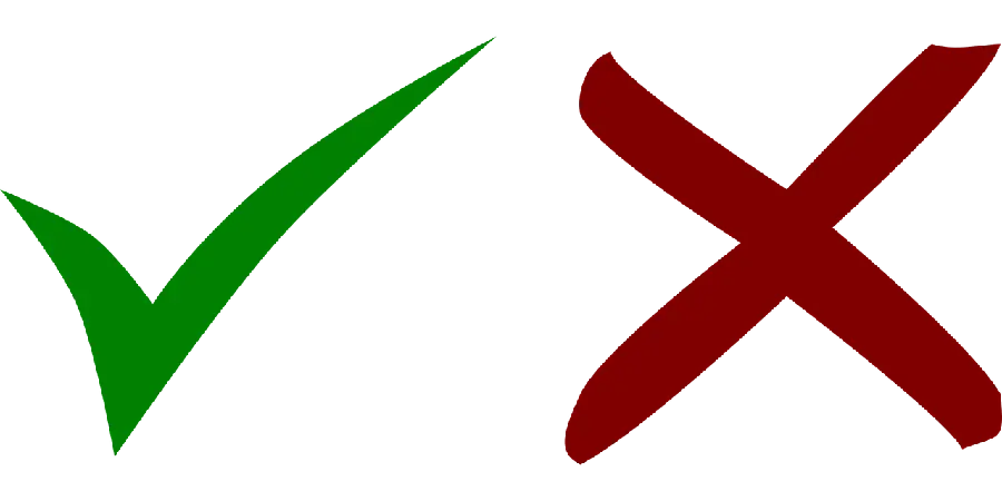 Simple png png image of a tick and a cross cut out