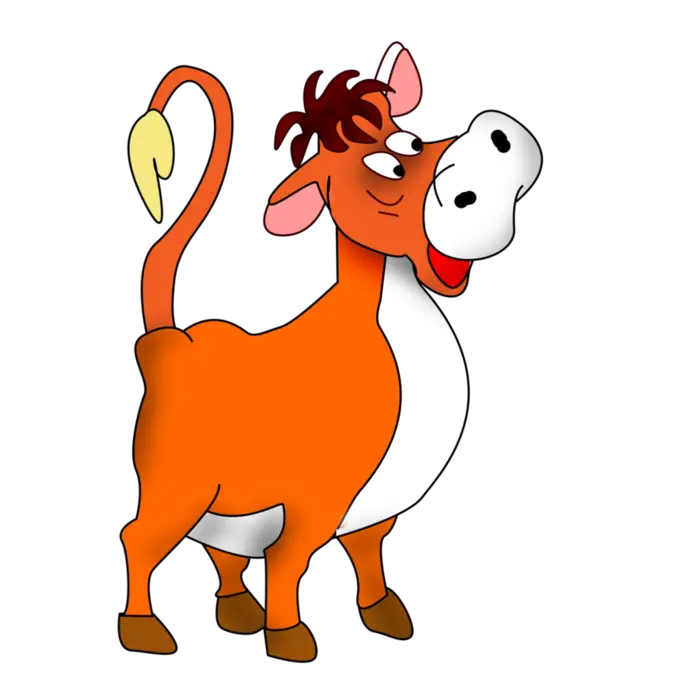 Cute Cartoon Cow PNG Photo, Funny Red and White Animation 