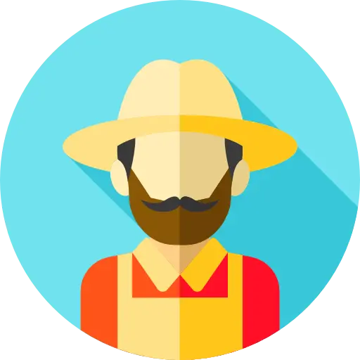 PNG photo of a farmer without a face in a circular frame without a background