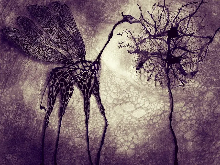 Interesting and amazing background image of a strange animal in the style and design of surrealism