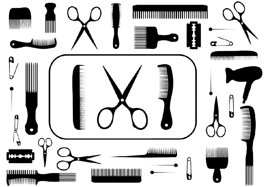 PNG photo PNG graphic hairdressing supplies such as scissors and combs 