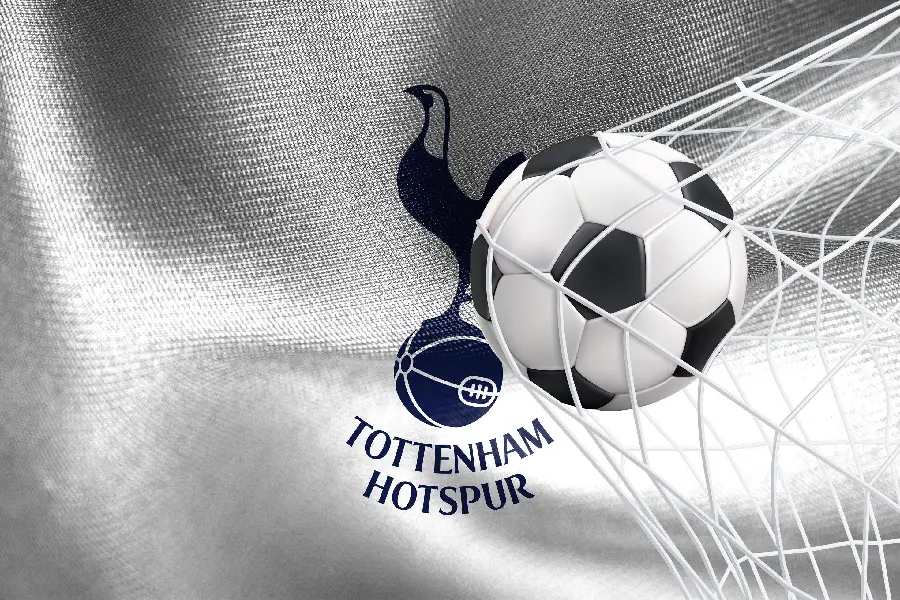 Background photo with the logo and emblem of the prominent English team Tottenham Hotspur