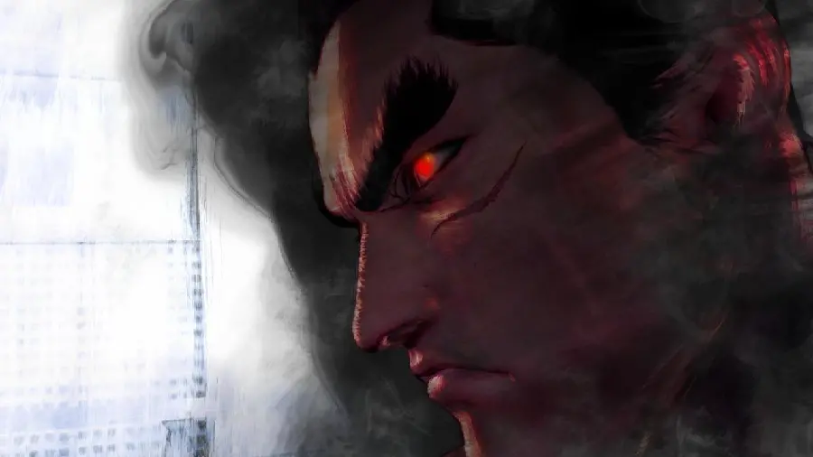 Background and wallpaper of Kazuya Mishima with red eyes