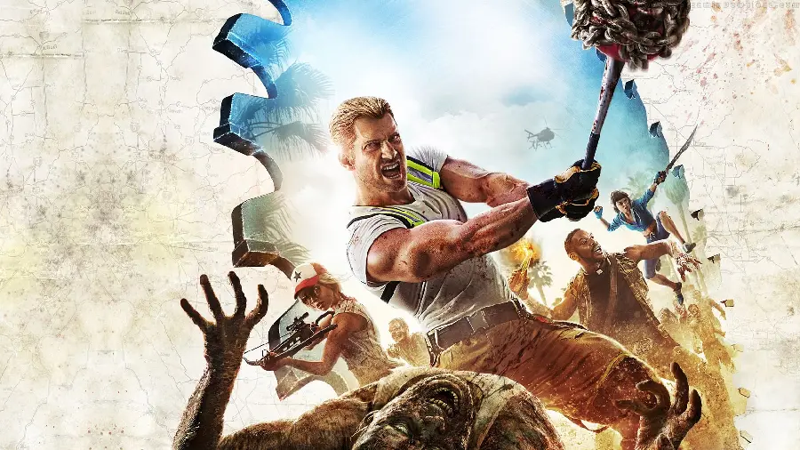 Scary wallpaper from the action computer game Dead Island 2 in the horror and survival genre 