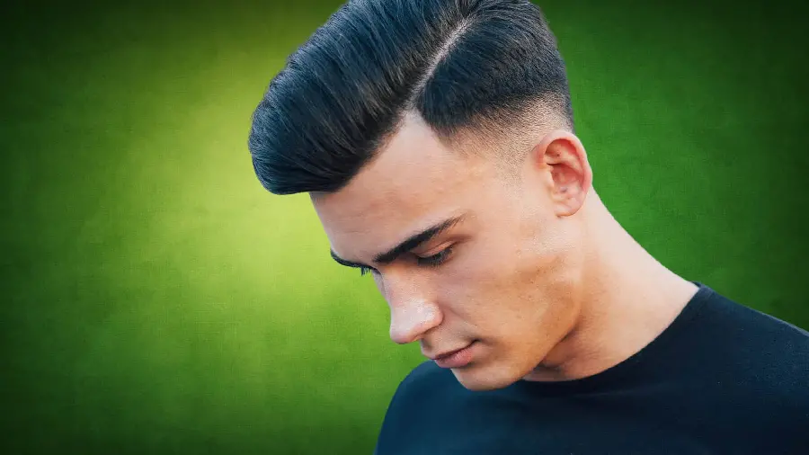 Wallpaper of men's and boys' hairstyles 2024 and 1403 on a green background