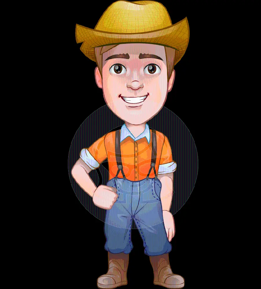 Animated farmer photo png for label and sticker design