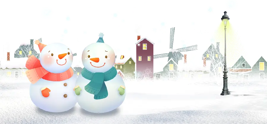 Cute photo of snowmen in love and Googly in PNG format