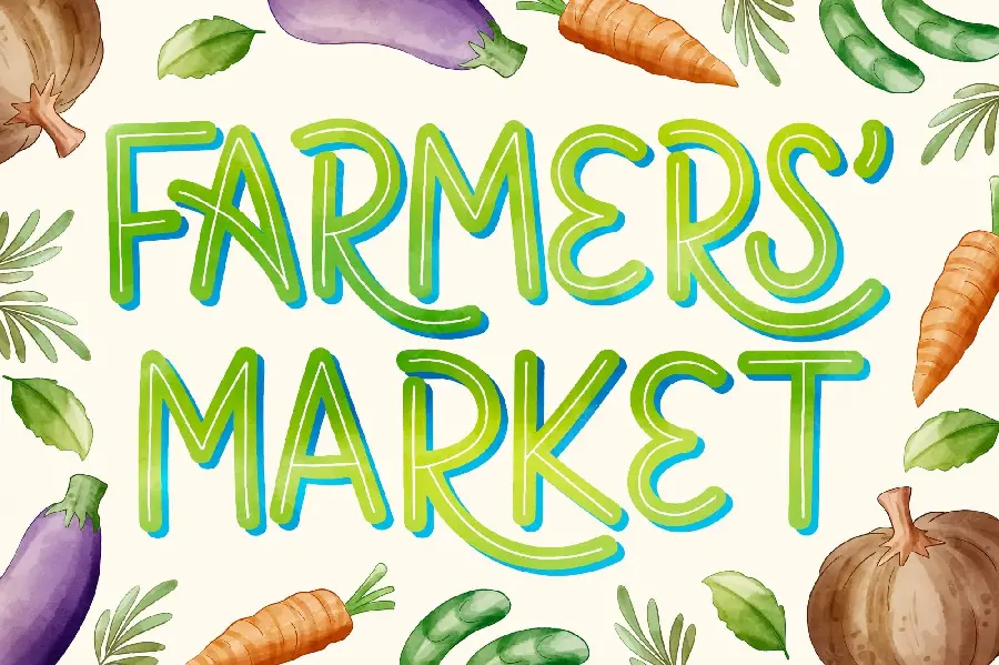 Download photo of the agricultural market with graphic writing, fruit and vegetable market