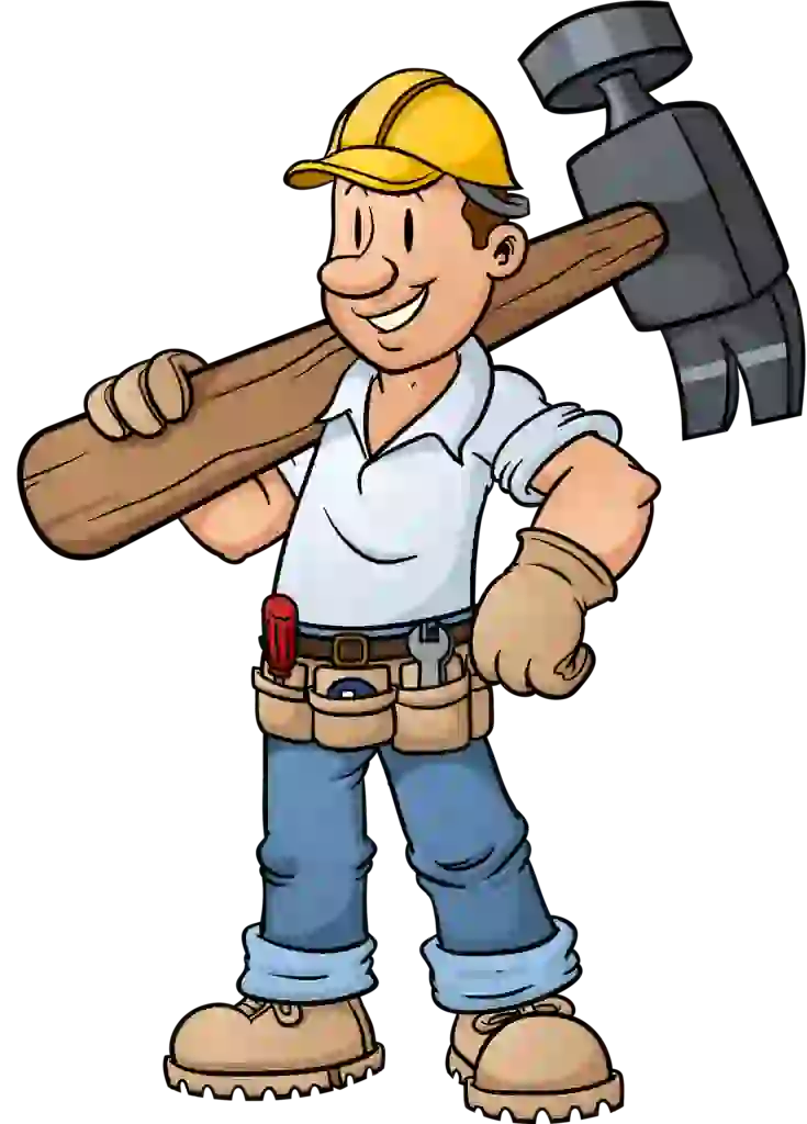 Fantasy drawing with animation quality of a male carpenter in special clothes and helmet