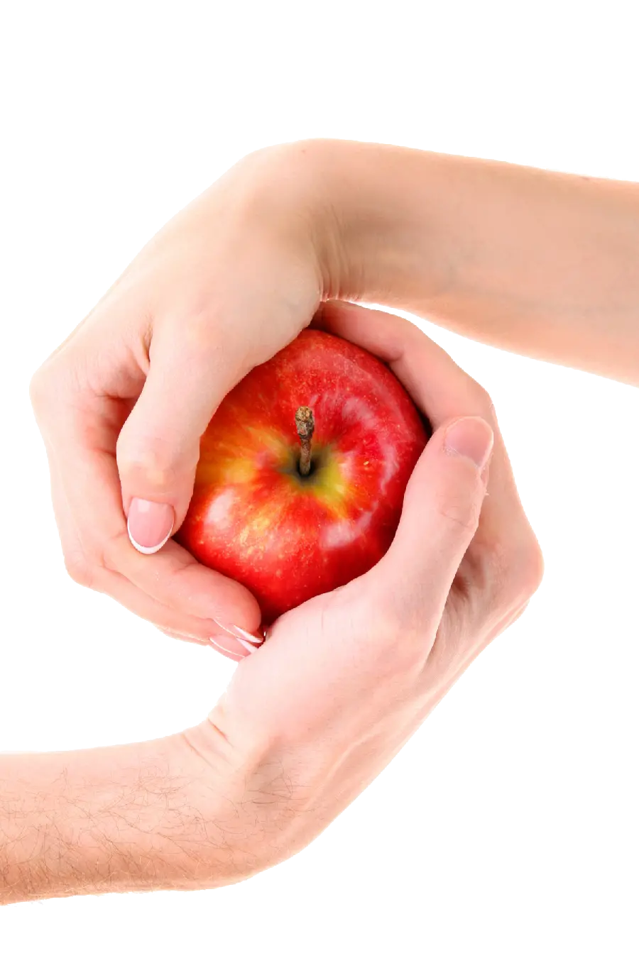 Artistic and creative image of a round red appleCut out and without background 