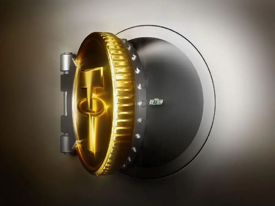 Safe and Anti-Theft Wall Box Image with Tether Logo Design