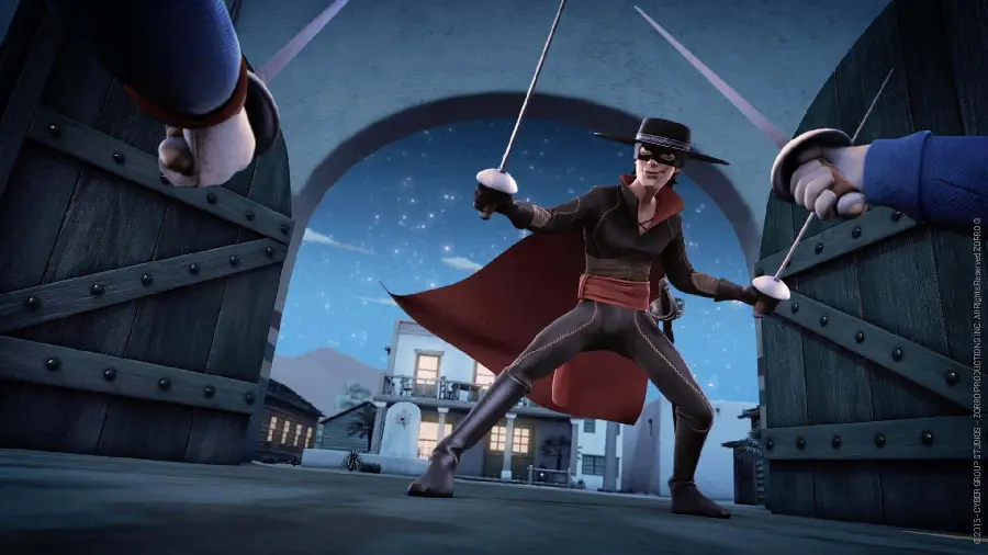 Zoro anime series, a masked man and a fierce swordsman