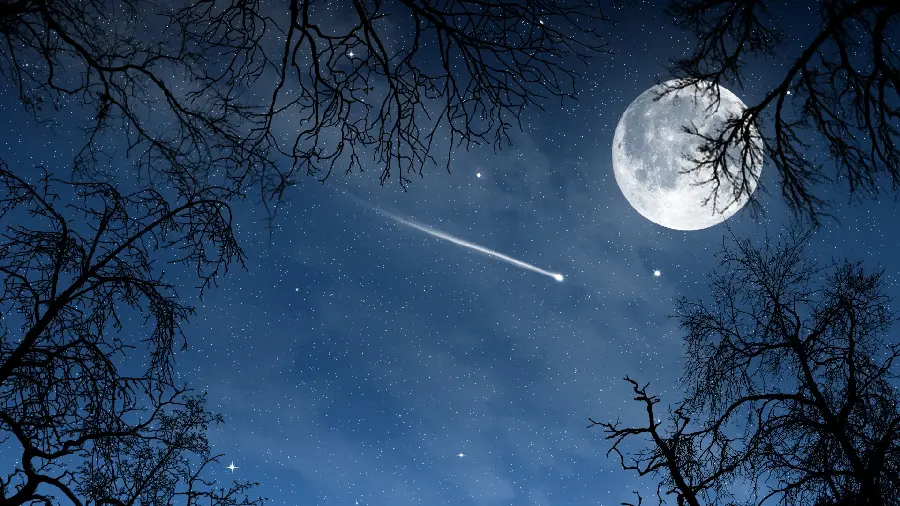 New wallpaper image of a full moon in a starry night sky