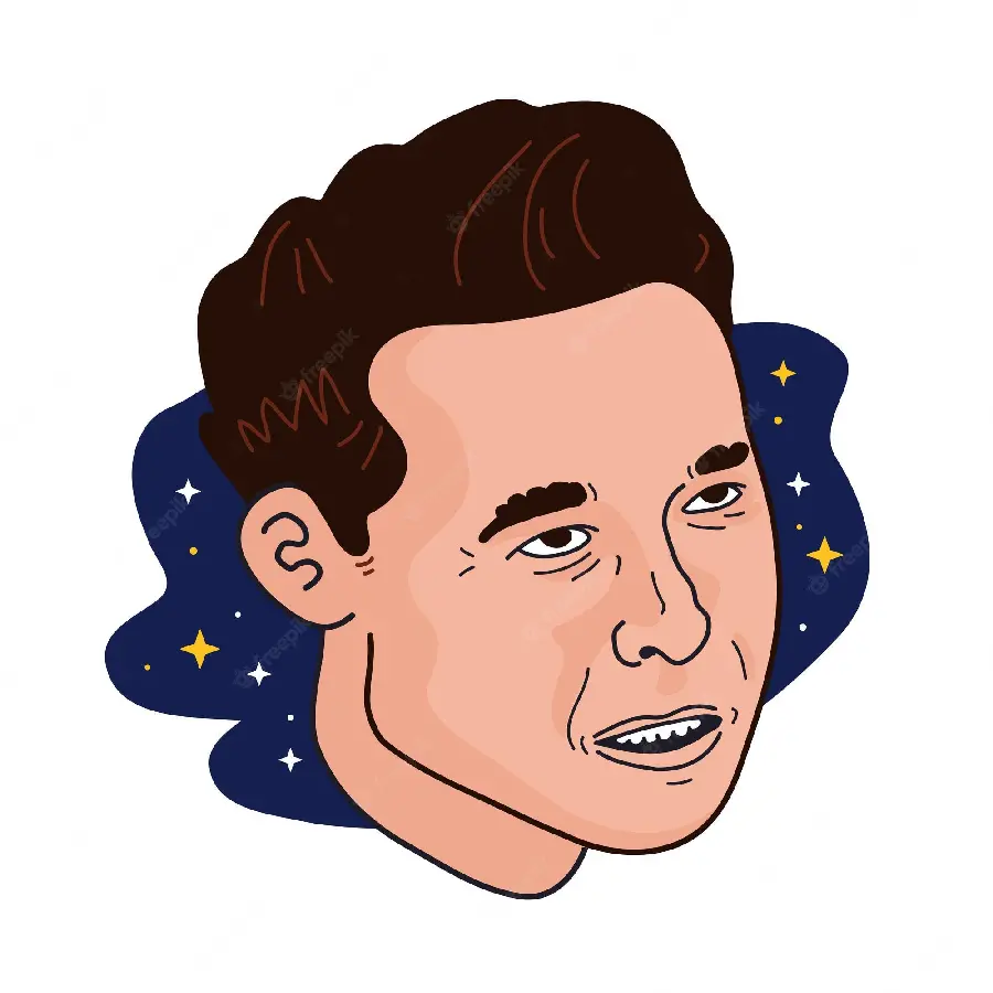 Cartoon photo of Elon Musk, a famous and wealthy figure in the world
