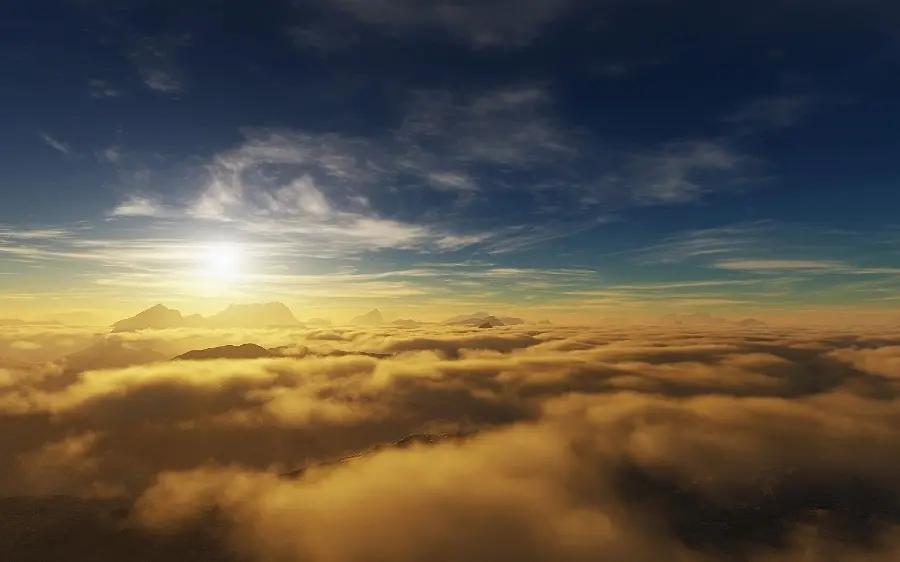 Nature image of the sun behind dense white clouds for profile